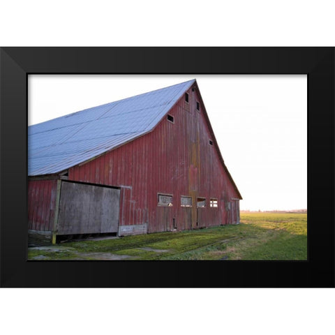 Red Barn at Sunset Black Modern Wood Framed Art Print by Styber, Dana