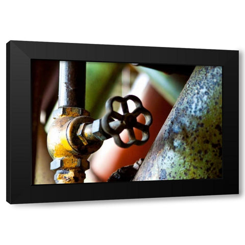 Pipe and Valve Black Modern Wood Framed Art Print with Double Matting by Styber, Dana