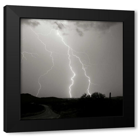 Summer Lightning II - BW Black Modern Wood Framed Art Print with Double Matting by Taylor, Douglas