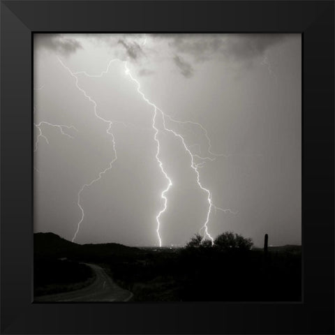 Summer Lightning II - BW Black Modern Wood Framed Art Print by Taylor, Douglas