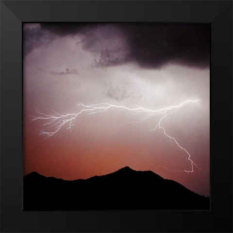 Mountian Lightning Sq. Black Modern Wood Framed Art Print by Taylor, Douglas