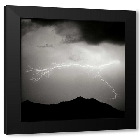 Mountain Lightning Sq. BW Black Modern Wood Framed Art Print with Double Matting by Taylor, Douglas