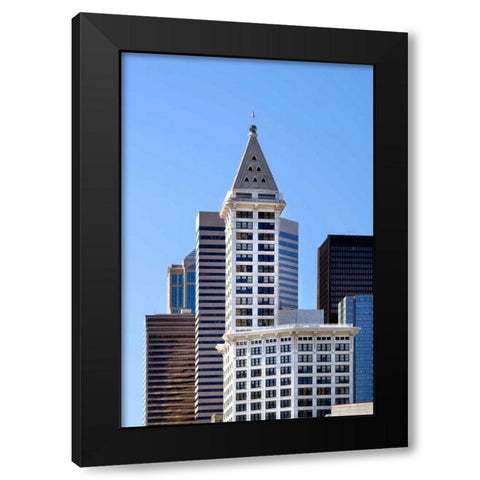 Smith Tower Black Modern Wood Framed Art Print with Double Matting by Taylor, Douglas