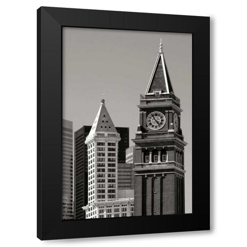Skiline Time BW Black Modern Wood Framed Art Print by Taylor, Douglas
