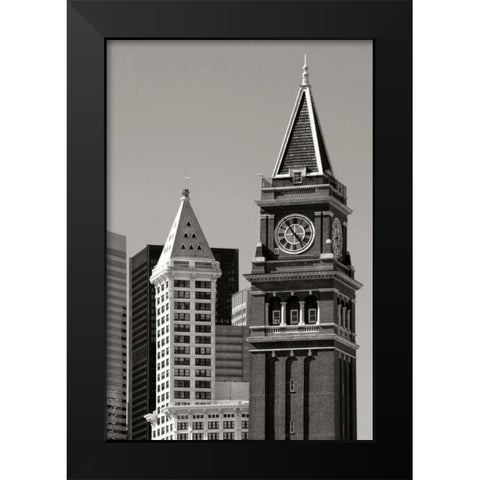 Skiline Time BW Black Modern Wood Framed Art Print by Taylor, Douglas