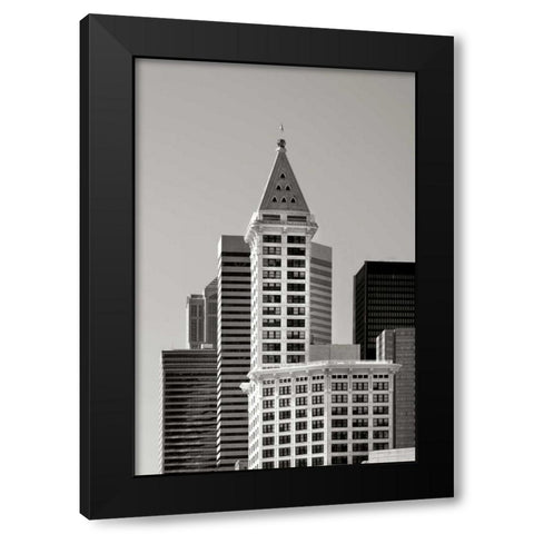 Smith Tower BW Black Modern Wood Framed Art Print with Double Matting by Taylor, Douglas
