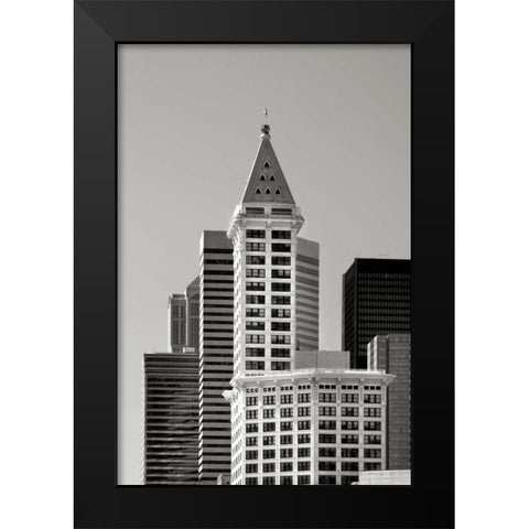 Smith Tower BW Black Modern Wood Framed Art Print by Taylor, Douglas