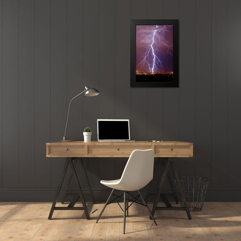 Lightning Portrait Black Modern Wood Framed Art Print by Taylor, Douglas