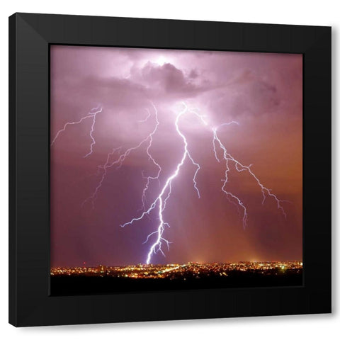 Urban Lightning II Black Modern Wood Framed Art Print with Double Matting by Taylor, Douglas