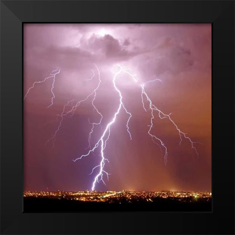 Urban Lightning II Black Modern Wood Framed Art Print by Taylor, Douglas