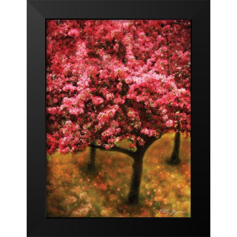 Pink Cherry Tree Black Modern Wood Framed Art Print by Geyman, Vitaly