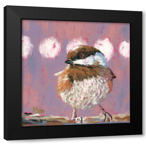 Hellow Chickadee Black Modern Wood Framed Art Print with Double Matting by Reeves, Molly