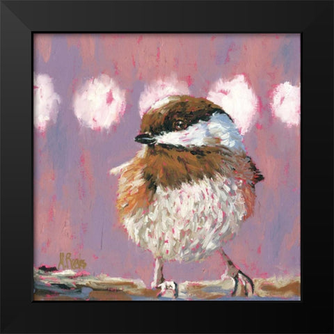 Hellow Chickadee Black Modern Wood Framed Art Print by Reeves, Molly