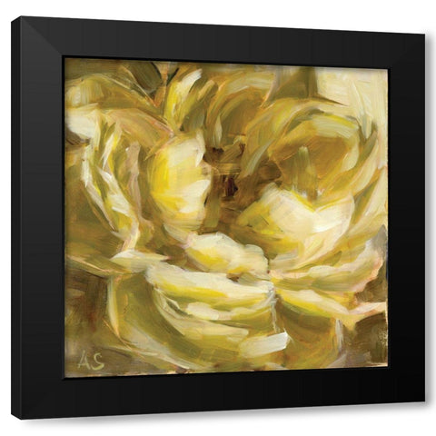 Yellow Peony Black Modern Wood Framed Art Print with Double Matting by Salness, Annie