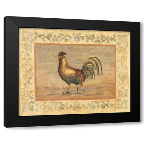 Rooster Black Modern Wood Framed Art Print with Double Matting by Schippel, Banafshe