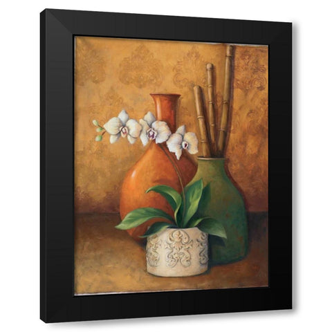 Modern Orchid II Black Modern Wood Framed Art Print by 3 Bamboo Studio