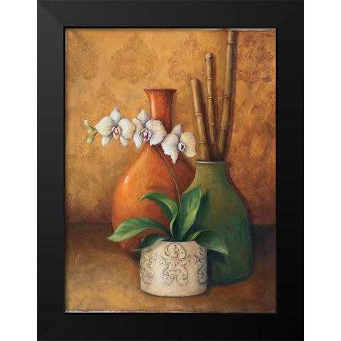 Modern Orchid II Black Modern Wood Framed Art Print by 3 Bamboo Studio