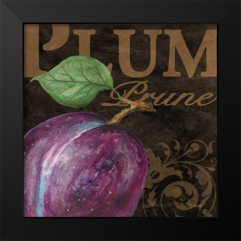 French Fruit Plum Black Modern Wood Framed Art Print by Williams, Todd
