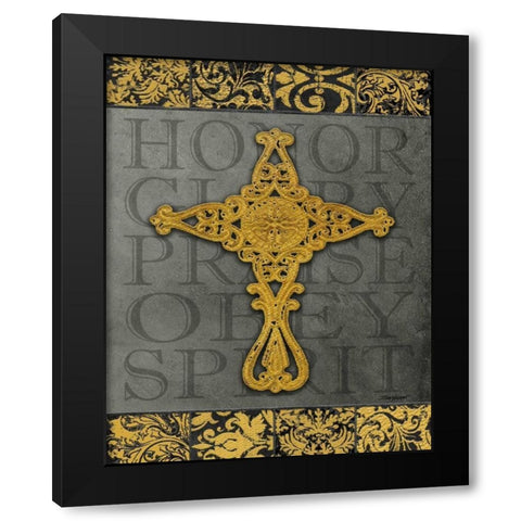 Gold Cross I Black Modern Wood Framed Art Print by Williams, Todd