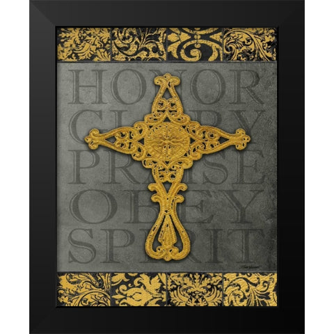 Gold Cross I Black Modern Wood Framed Art Print by Williams, Todd
