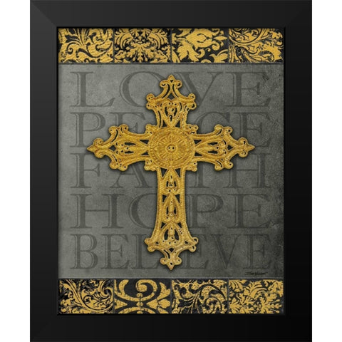 Gold Cross II Black Modern Wood Framed Art Print by Williams, Todd