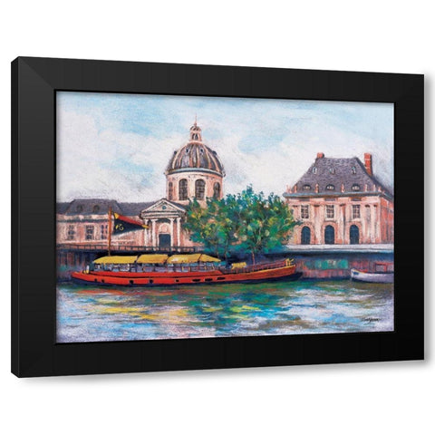 Boats in Paris II Black Modern Wood Framed Art Print with Double Matting by Williams, Todd