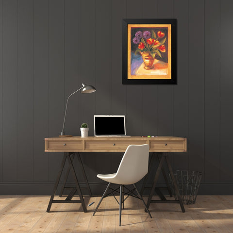 Tulip and Dahlia Black Modern Wood Framed Art Print by Waldron, Sarah