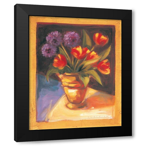 Tulip and Dahlia Black Modern Wood Framed Art Print by Waldron, Sarah