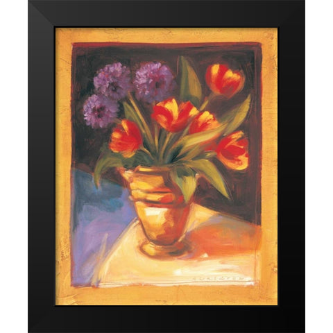 Tulip and Dahlia Black Modern Wood Framed Art Print by Waldron, Sarah
