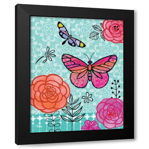 Butterfly Garden I Black Modern Wood Framed Art Print with Double Matting by Woo, Teresa