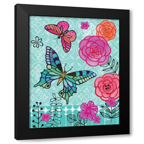 Butterfly Garden II Black Modern Wood Framed Art Print with Double Matting by Woo, Teresa
