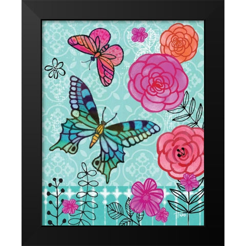 Butterfly Garden II Black Modern Wood Framed Art Print by Woo, Teresa
