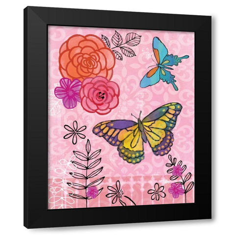 Butterfly Garden III Black Modern Wood Framed Art Print with Double Matting by Woo, Teresa