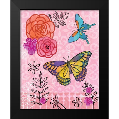 Butterfly Garden III Black Modern Wood Framed Art Print by Woo, Teresa