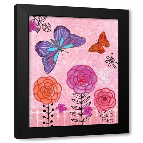 Butterfly Garden IV Black Modern Wood Framed Art Print with Double Matting by Woo, Teresa
