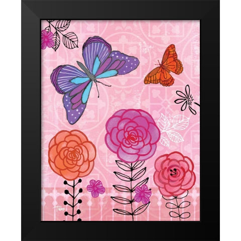 Butterfly Garden IV Black Modern Wood Framed Art Print by Woo, Teresa