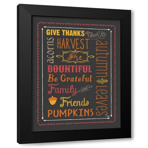 Autumn Words Black Modern Wood Framed Art Print by Woo, Teresa