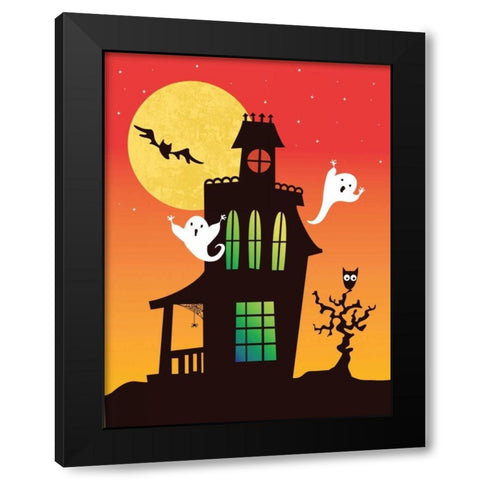 Ghost Party Black Modern Wood Framed Art Print with Double Matting by Woo, Teresa