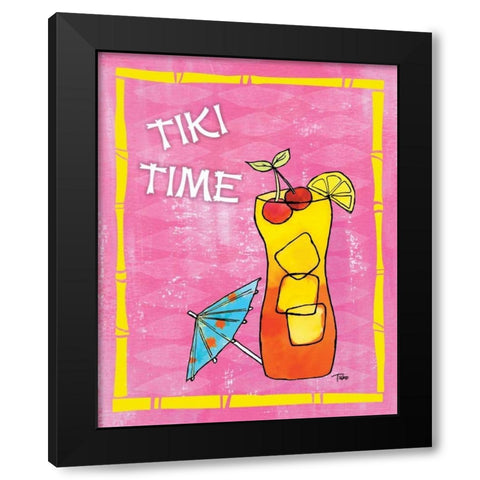 Tiki Time III Black Modern Wood Framed Art Print by Woo, Teresa