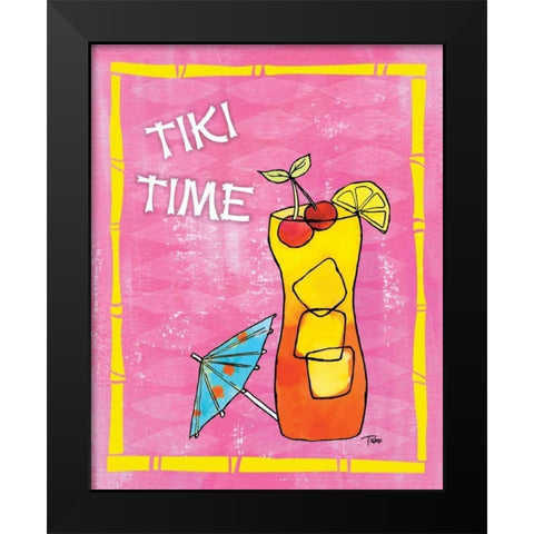 Tiki Time III Black Modern Wood Framed Art Print by Woo, Teresa