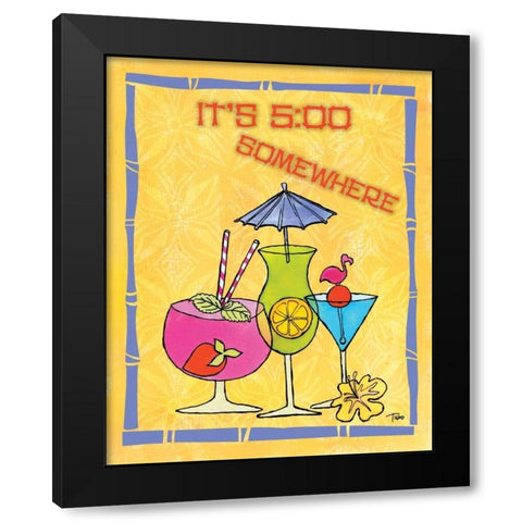 Tiki Time IV Black Modern Wood Framed Art Print by Woo, Teresa