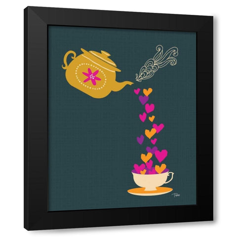 Tea Love Black Modern Wood Framed Art Print with Double Matting by Woo, Teresa
