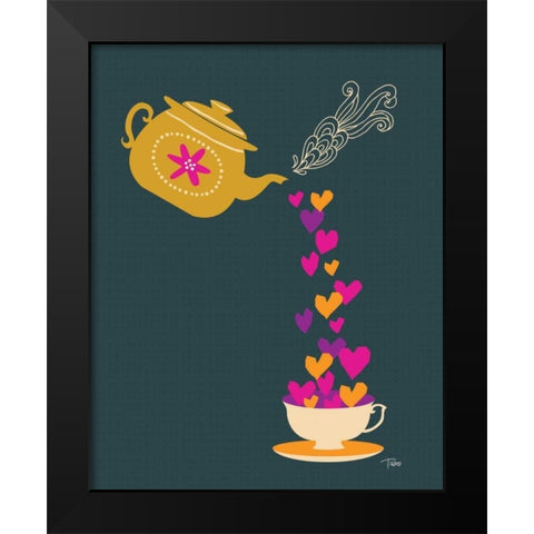 Tea Love Black Modern Wood Framed Art Print by Woo, Teresa