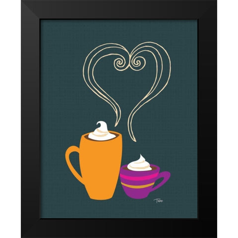Latte Love Black Modern Wood Framed Art Print by Woo, Teresa