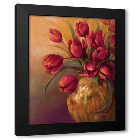 Crimson and Brass II Black Modern Wood Framed Art Print with Double Matting by Wacaster, Linda