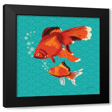 Goldfish I Black Modern Wood Framed Art Print with Double Matting by Young, Patty