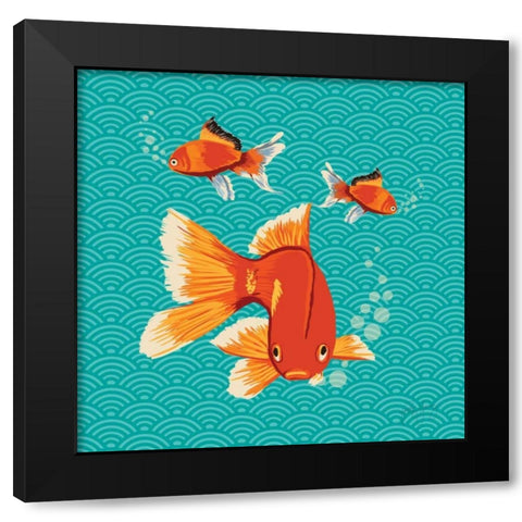 Goldfish II Black Modern Wood Framed Art Print with Double Matting by Young, Patty