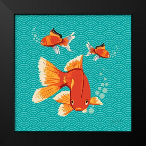 Goldfish II Black Modern Wood Framed Art Print by Young, Patty