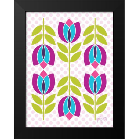 Mod Tulips III Black Modern Wood Framed Art Print by Young, Patty