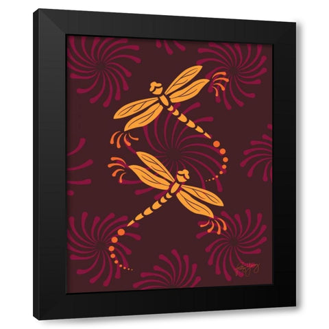 Modern Dragonflies Black Modern Wood Framed Art Print with Double Matting by Young, Patty